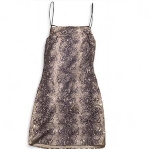 Topshop Sequined Strappy Slip Dress in Warm Taupe and Blue Grey